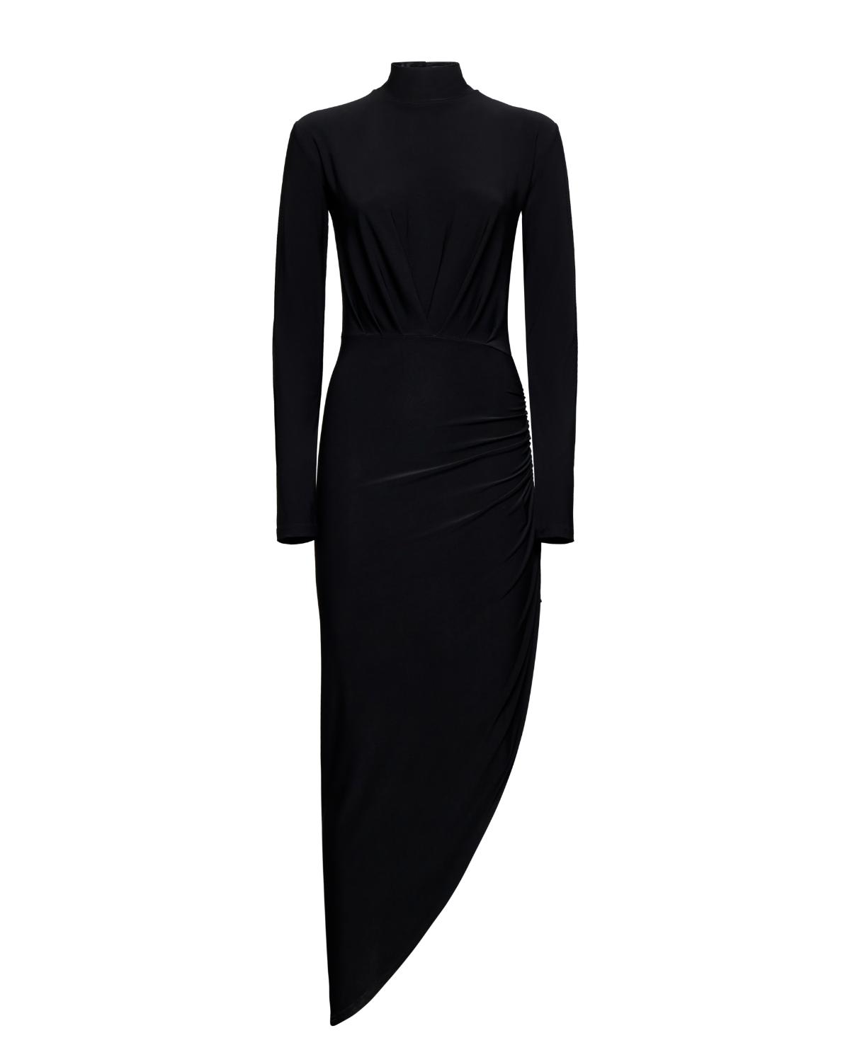 Long dress with asymmetrical drape– Silvian Heach
