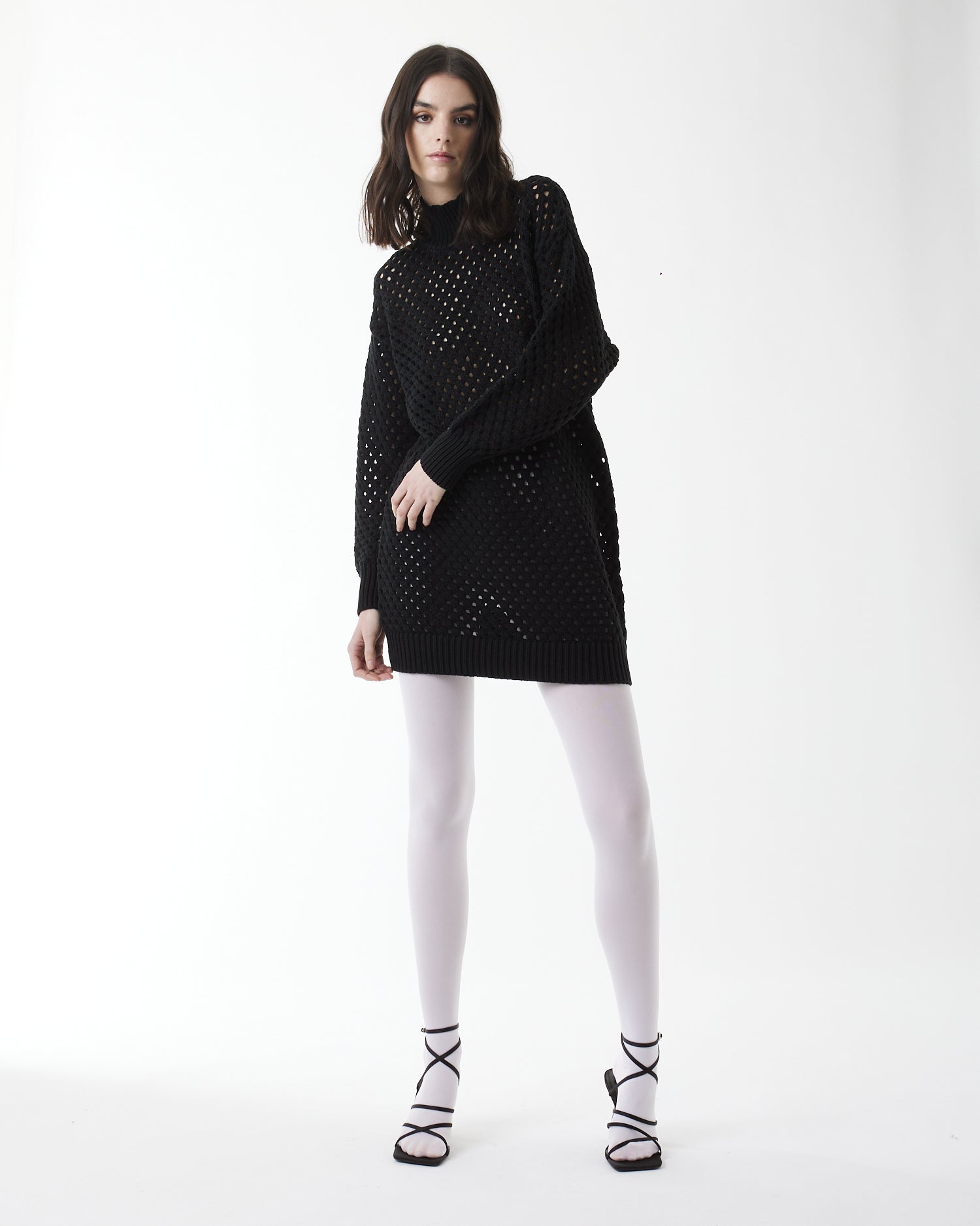 Perforated knit dress