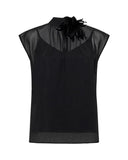 Top Nero con Spalle Velate e Fiocco al Collo - Silvian Heach