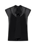 Top Nero con Spalle Velate e Fiocco al Collo - Silvian Heach