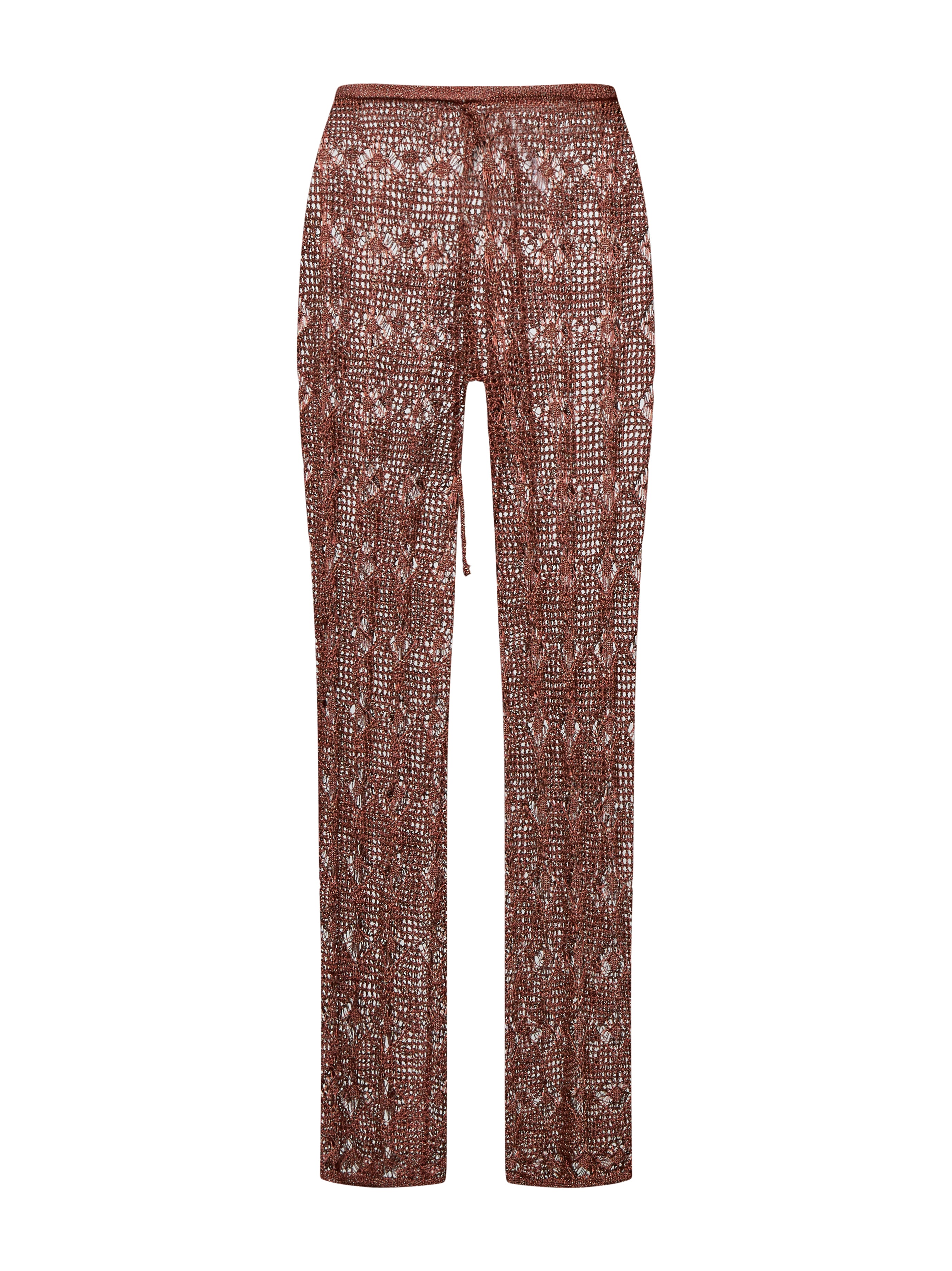 High -waisted crochet trousers