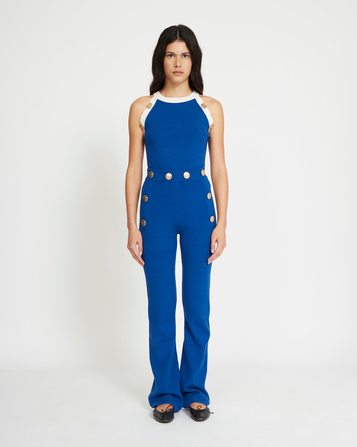 High-waisted jersey trousers