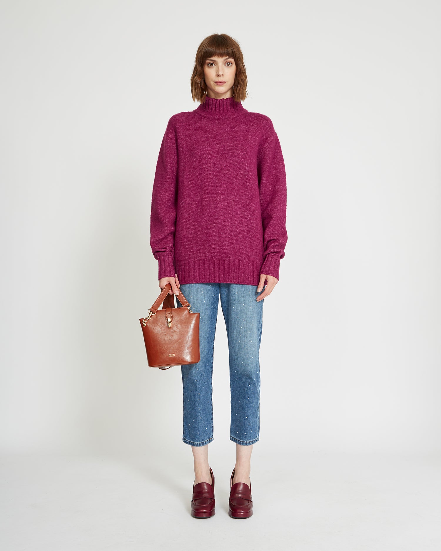 Over sweater with puff sleeves