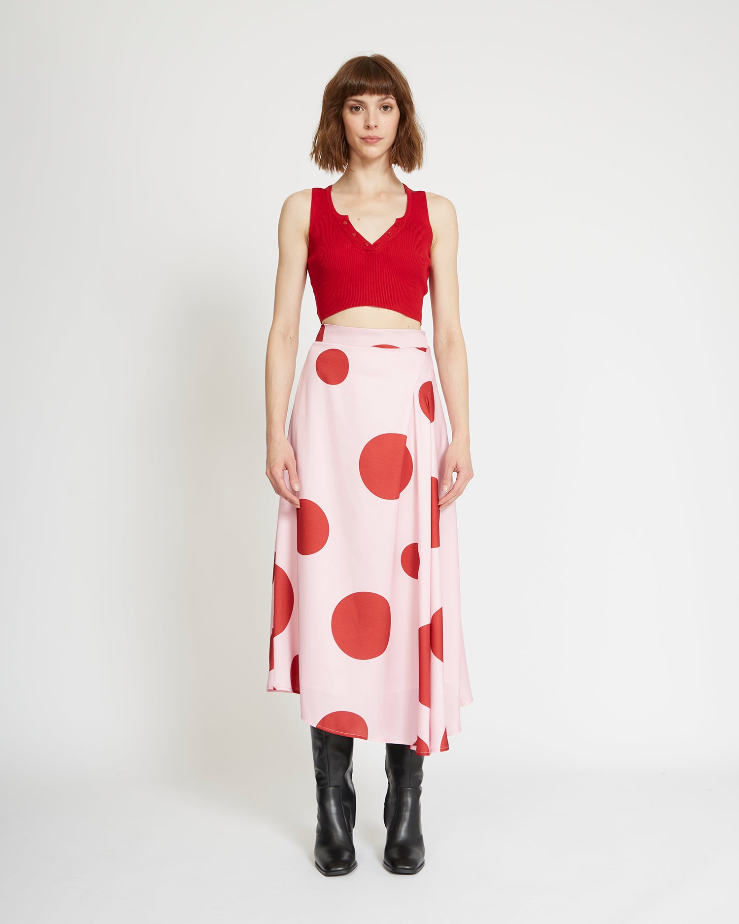 Long polka dot skirt