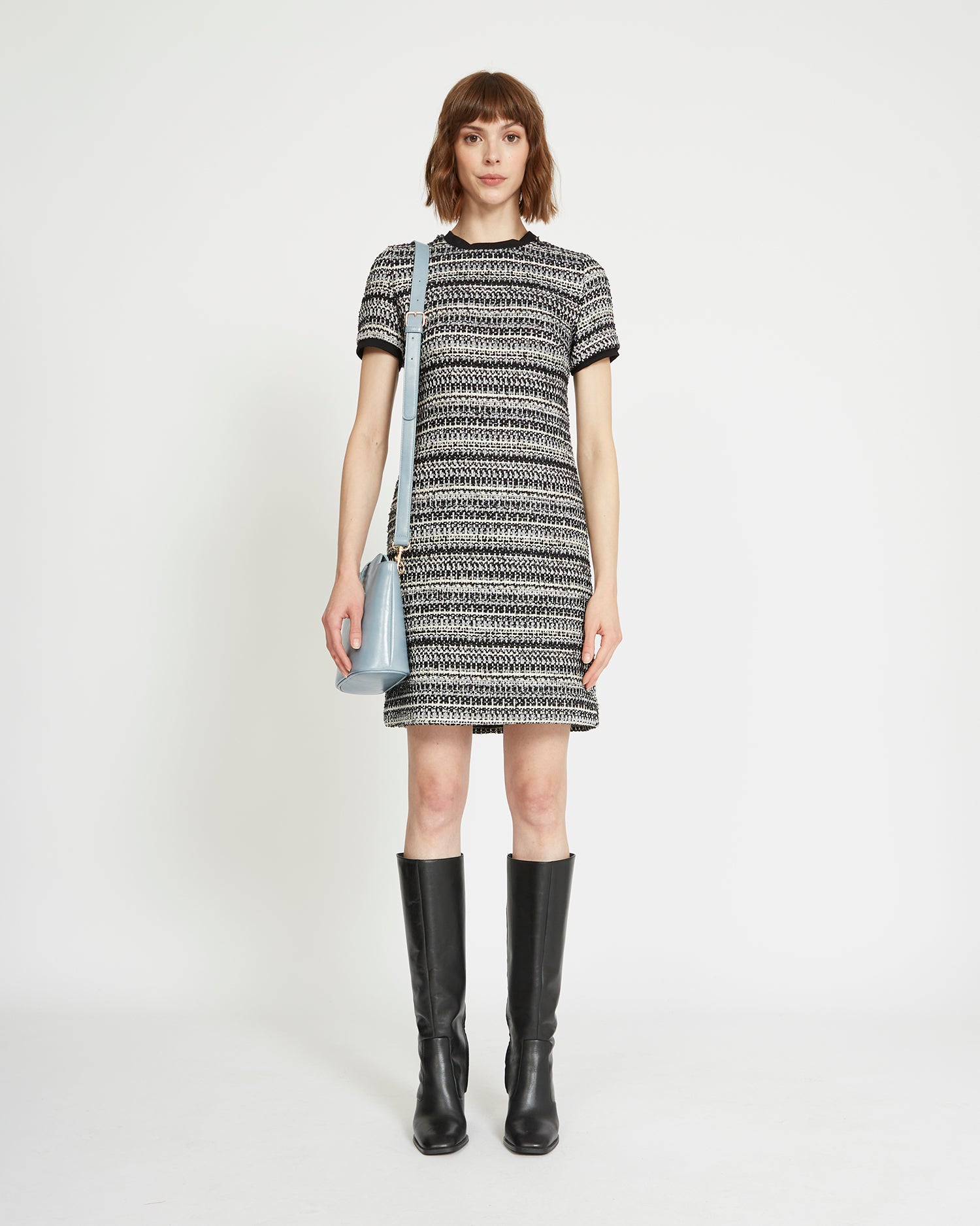 Short dress in structured fabric