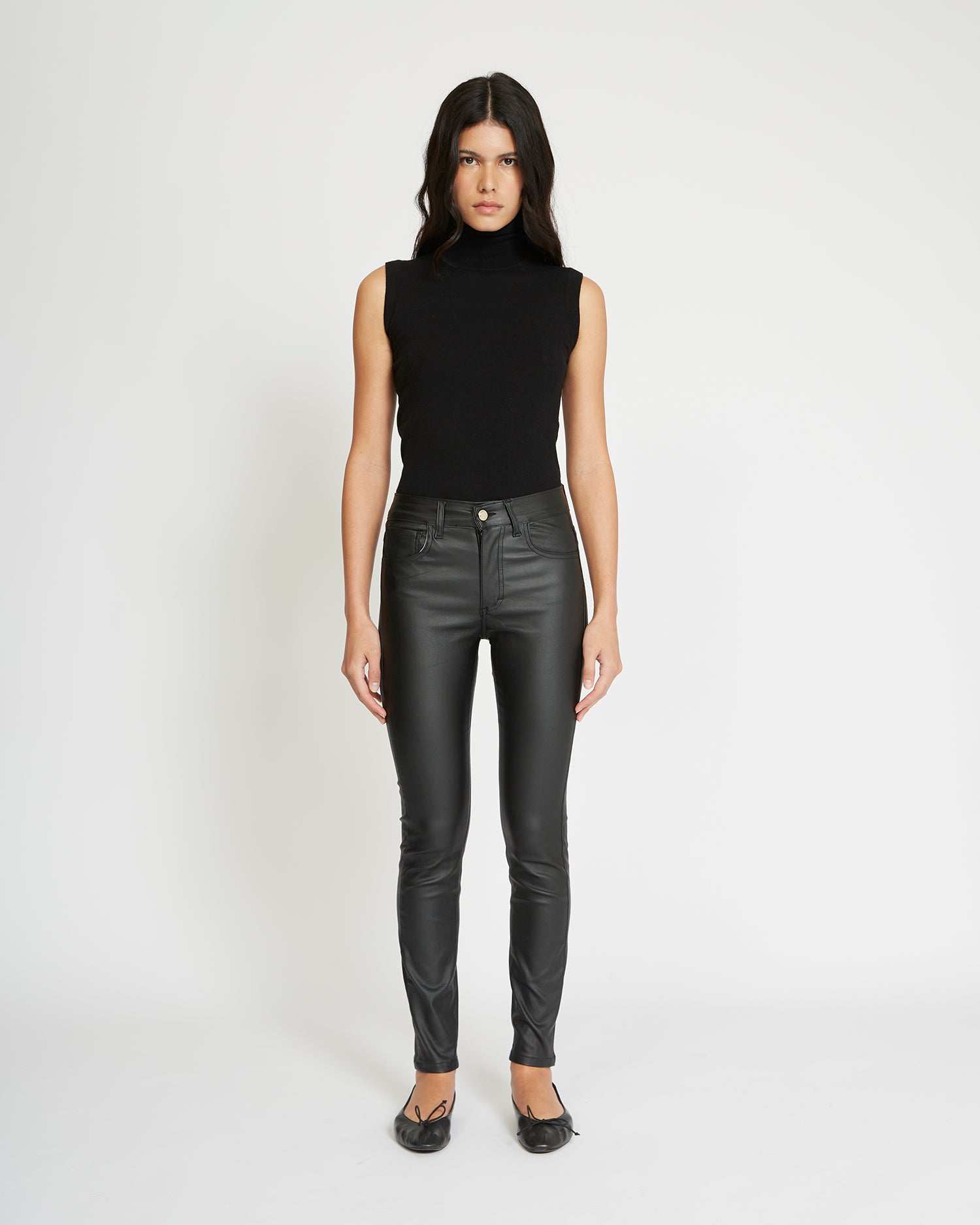 Slim fit eco-leather trousers