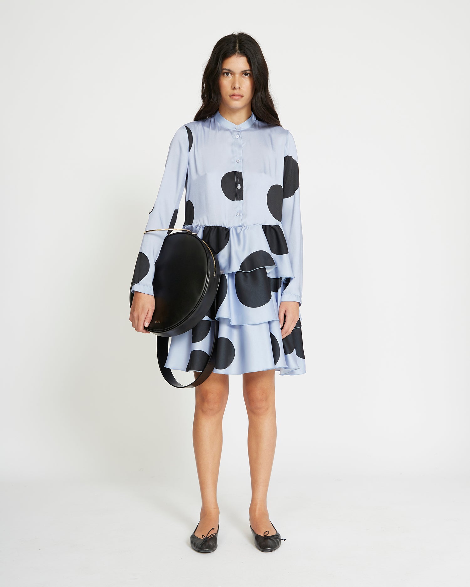 Short shirtdress with polka dot pattern