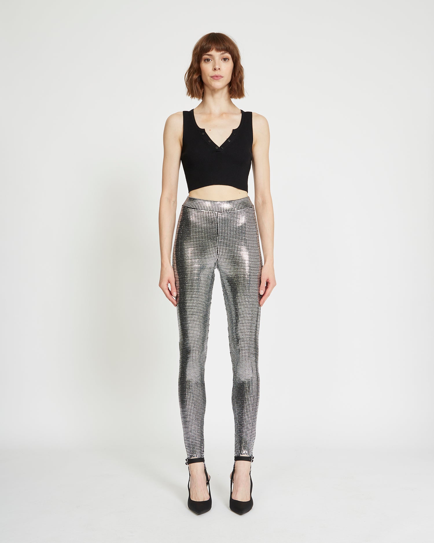 High-waist metallic leggings
