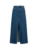 Denim midi skirt with slit - Silvian Heach