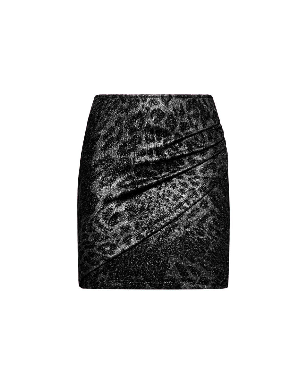 Draped mini skirt with animal print