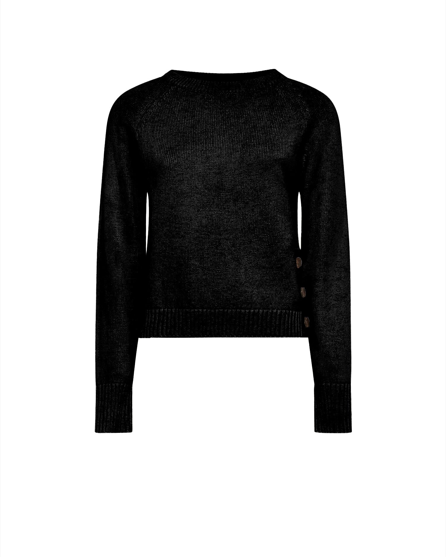 Three-button side sweater