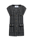 Gilet lungo con lavorazione effetto tweed - Silvian Heach