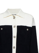 Two-tone sweater with collar and jewel buttons - Silvian Heach