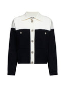 Two-tone sweater with collar and jewel buttons - Silvian Heach