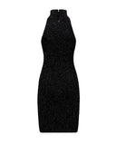 Short lurex dress with high collar - Silvian Heach