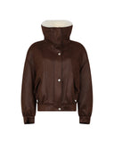 Bomber Aviatore in Ecopelle con Collo Shearling