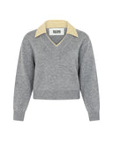 Gray Pullover with Contrasting Collar