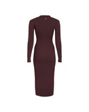 Abito Midi in Maglia a Costine con Collo Polo