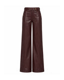 Pantaloni Wide Leg Effetto Pelle con Cintura