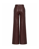 Pantaloni Wide Leg Effetto Pelle con Cintura