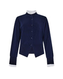 Cardigan Bon Ton con Dettagli Ruffle a Contrasto