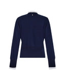 Cardigan Bon Ton con Dettagli Ruffle a Contrasto