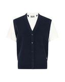 Top Layering con Gilet in Maglia Blu Navy
