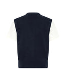 Top Layering con Gilet in Maglia Blu Navy