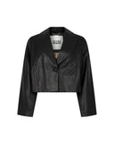 Giacca Cropped in Similpelle con Rever