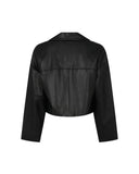 Giacca Cropped in Similpelle con Rever