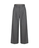 Pantaloni Palazzo Gessati a Vita Alta con Pinces