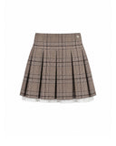 Check Print Pleated Skirt with Tulle
