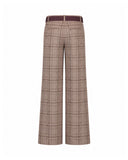 Check print palazzo trousers with belt