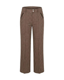 Pantaloni Dritti a Quadretti con Risvolto