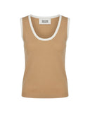 Top in Maglia Smanicato con Profili a Contrasto