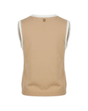 Top in Maglia Smanicato con Profili a Contrasto