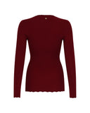 Maglia a Costine con Scollo a V e Collana Gioiello