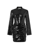 Glittering Draped Shirt Dress