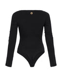 Body Aderente a Maniche Lunghe con Scollo Tondo
