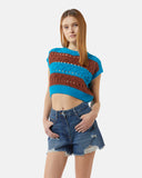 Crop top in two-tone perforated knit - Silvian Heach