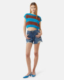 Crop top in two-tone perforated knit - Silvian Heach