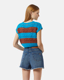 Crop top in two-tone perforated knit - Silvian Heach