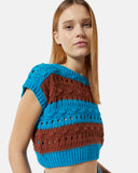 Crop top in two-tone perforated knit - Silvian Heach