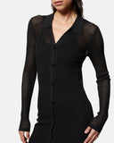 Long ribbed knit dress with buttons - Silvian Heach
