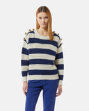Striped openwork knit sweater with decorative buttons - Silvian Heach