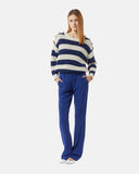 Striped openwork knit sweater with decorative buttons - Silvian Heach