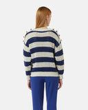 Striped openwork knit sweater with decorative buttons - Silvian Heach