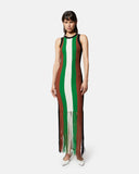 Long multicolor striped dress with fringes - Silvian Heach