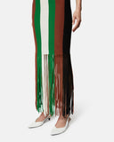 Long multicolor striped dress with fringes - Silvian Heach