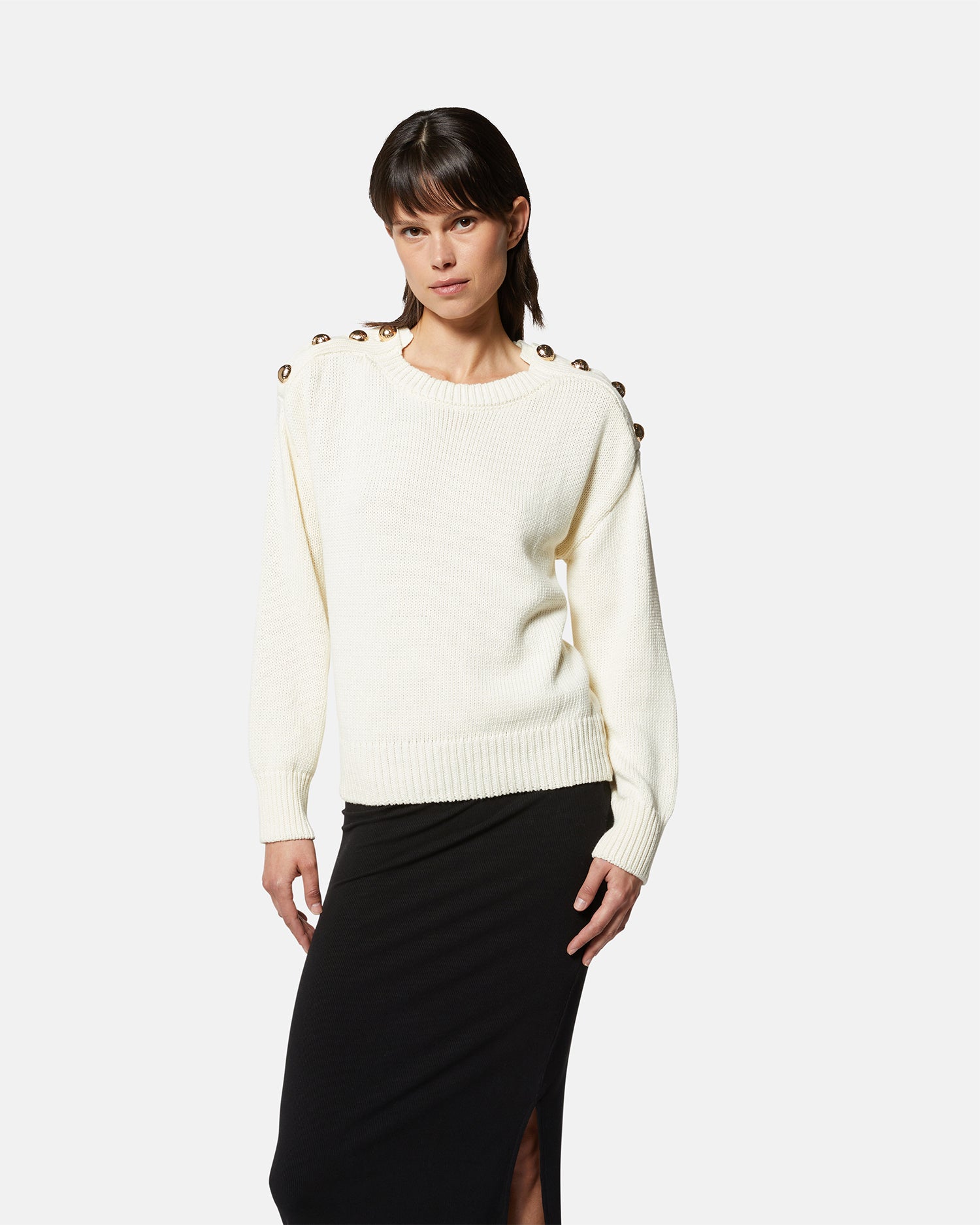 Shirt sweater with buttons on the shoulders